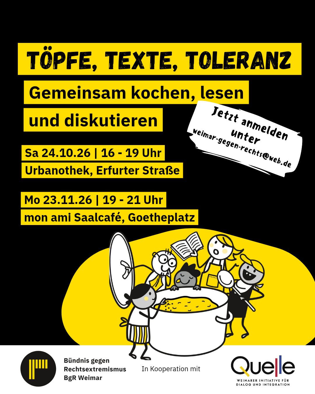 Sharepic zu Töpfe, Texte, Toleranz